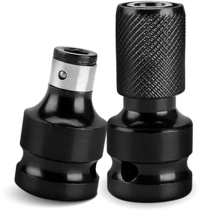2 adaptadores de llave de impacto, adaptador de broca de impacto de 1/2 pulgadas, accionamiento cuadrado a 1/4 pulgadas, para llave de trinquete de impacto