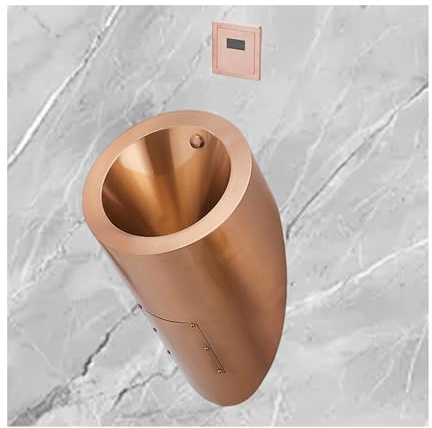 Urinario pared, Urinario con sensor de descarga automática, urinario de acero inoxidable 304 de montaje en pared, para baños, oficinas y restaurantes(Rose Gold)