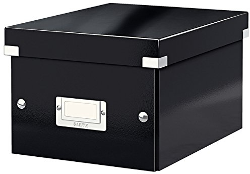Leitz, Kleine Aufbewahrungs- und Transportbox, Orange, Mit Deckel, Für A5, Click & Store (Schwarz, Klein | 2er Pack)