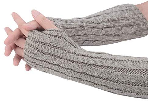 Vinterstickade handskar för kvinnor, tukistore fingerlösa armulor finstickad lång handvärmare skulpturer, varm strick handskar plusvärmare handstulpen armvärmare stulpen för kvinnor