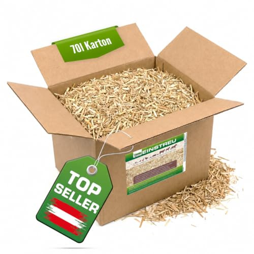 Jumbogras® Kleintier-Einstreu 70 l, 10 kg aus Miscanthus/Elefantengras/Chinagras, extrem saugfähige Häckselgut-Streu, günstige Stroh- u. Sägespäne/Holzspäne-Alternative für sauberen Käfig