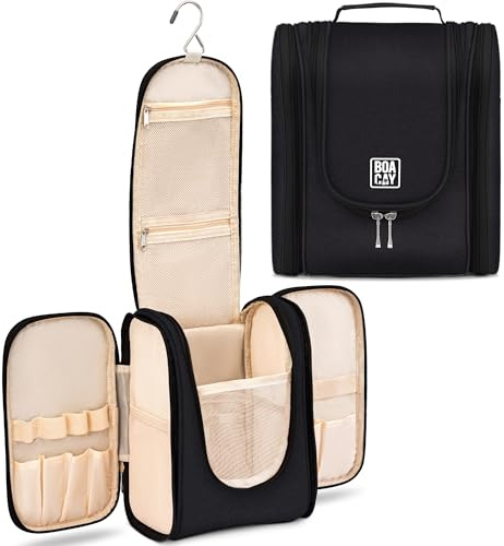 BOACAY Kulturbeutel für Damen, Herren, Kinder, Kulturtasche mit Henkel, Reise Kosmetiktasche zum Aufhängen, Schminktasche, Waschtasche, Waschbeutel