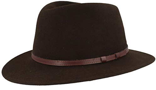 Outdoor Filz-Trekking-Hut Aus 100% Wolle - Wasserabweisend & Faltbar - Mit Ledergarnitur - Braun 55