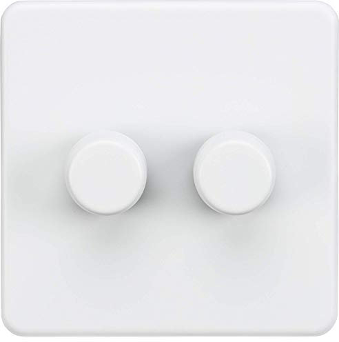 Knightsbridge SF2182MW Screwless 2G 2-Way 10-200W (5-150W LED) Trailing Edge dimmer-Matt White, 230 V