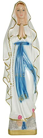 Ferrari & Arrighetti Statua Madonna di Lourdes in gesso madreperlato dipinta a mano - 30 cm