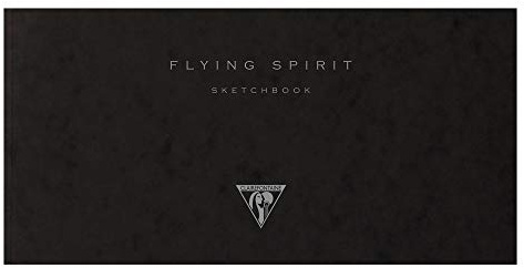 Clairefontaine 930025C Notizbuch geheftet Flying Spirit blanko elfenbein (21x10,5 cm, 50 Blatt, Motiv sortiert) 1 Stück Schwarz