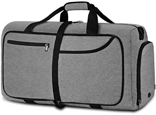 NEWHEY Reisetasche Groß 40L 65L 80L 100L 120L Faltbare Reisetaschen Leichte Sporttasche für männer mit Schuhfach für Weekender Herren Damen Duffel Taschen Schwarz