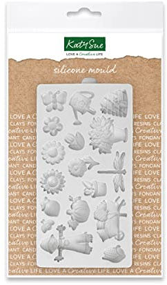 Katy Sue Miniature in The Garden Silicone Mould for Crafts & Cake Decorating. Use with Clay, Resin, Fondant from Katy Sue Moulds