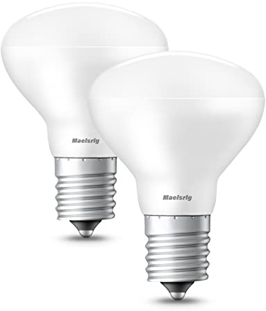 Maelsrlg E17 R14 LED Bulb Dimmable 4W(40W Equivalent) Small Light Bulb, E17 Intermediate Base, 300 Lumens, Curio Cabinet Light Bulb, Daylight White 5000K, Pack of 2