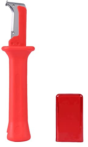 Aislamiento Eléctrico Cuchilla para Pelar Cables Aislamiento Rojo Pelacables Mango Aislado Hoja Fija Pelacables con Cubierta