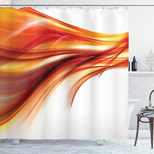 Duschvorhang 120x200 Orange, Wasserdicht Anti Schimmel Duschvorhänge 3D Kunst, Shower Curtains Waschbar mit 8 Ringe, Duschrollo für Badewanne, Dusche Badezimmer