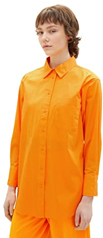 TOM TAILOR Denim Damer Blus med ränder 1032792, 31684 - Bright Mango Orange, M