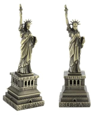 Freiheitsstatue, 2Pcs handgemachte Metall Antike Messing Statue der Freiheit Replica Artware Modell Dekoration 6 Zoll New York Souvenirs Sammelfigur Statue, Metallische Statue, Figur für Souvenirs