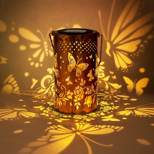 Christmas Gifts for Women Birthday Unique, Garden Ornaments Outdoor Butterfly Solar Lanterns Garden Decorations Lights, Perfect Butterfly Gifts for Women Mum Grandma, Birthday Presents for Mum