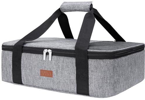 Lifewit Insulated Single Decker Casserole Carrier for Hot or Cold Food, Casserole Dish Carrying Case, Lasagna Holder for Potluck Parties, Picnic and Cookouts, Fits 9x13 Baking Dish, Grey