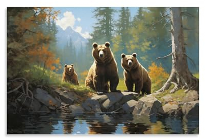 Bauernhaus Bären Wandkunst Leinwand Poster Natur Moderne Waldtiere Wanddekoration Poster Schlafsaal Dekor Malerei Kunst