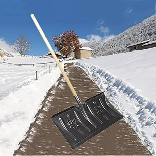 Schneeschaufel, Schaufelkopf, quadratische Schaufeln mit Holz-T-Griff oder geradem Griff, robuste und langlebige Schneeschaufeln, ergonomisch, Starke Tragfähigkeit, für Auto, Haus, Garage, G