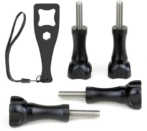 SOONSUN Thumbscrew Set 4pcs Long Thumb Screw Bolts and Wrench for GoPro Hero 13, 12, 11, 10, 9, 8, 7, 6, 5, 4, 3, Session, Max, Fusion, SJCAM, AKASO, DJI Osmo Action and Other Action Camera