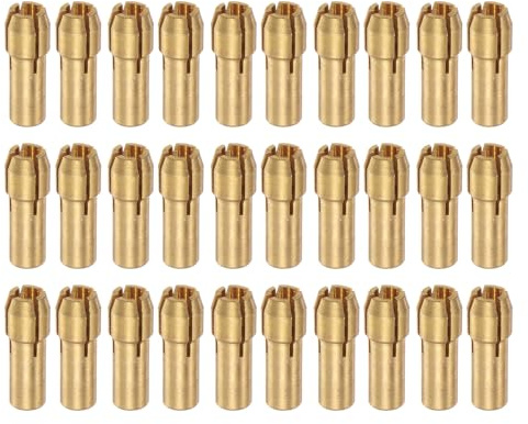 QUARKZMAN 30 Pezzi Mandrini in Ottone 3,2 Mm Set di Punte per Utensili | Diametro dell'Asta 4, 8 Mm, per Smerigliatrici Elettriche, per Trapano a Cambio Rapido, Rotanti