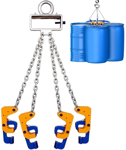 MNBVH 2 Tonnen/4400lbs Ketten-fassheber Mit 4 Haken, Robuste Stahlfass-hebekettenschlinge Für 55-gallonen-Kunststoff-/metallfässer Mit Oberem Deckel Für Kran, Gabelstapler
