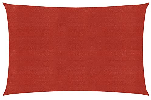 LAPOOH Sonnensegel, Sichtschutz Balkon, Balkon Sonnenschutz, Sonnenschutzsegel,Regenschutz Balkon, Seitenmarkise, Sichtschutz Terrasse, 160 g/m² Rot 3,5x5 m HDPE