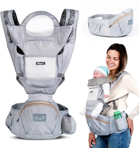 QUIMETS | Mochila Portabebés 6 en 1 Recién Nacido Transpirable y Ergonómica – Suave, Ligera e Ideal para Largos Paseos – Ajuste Cómodo para Mamá y Papá – Incluye Muselina de Regalo
