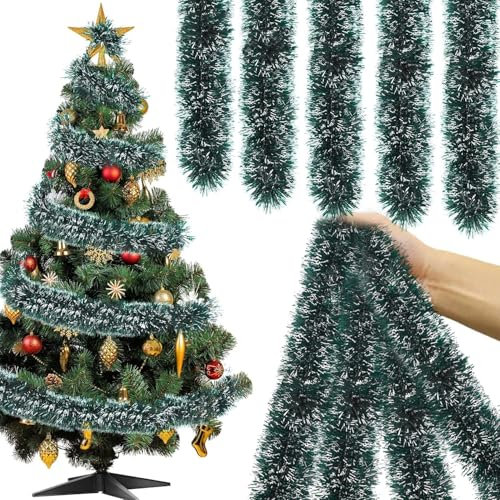 Tannengirlande,Jusduit Weihnachtsgirlande Tannengirlande 10m Girlande Weihnachten Türkranz Grün Girlanden Deko Weihnachten Outdoor Weihnachtsdeko Für WeihnachtenDeko Treppe Tür Tanne Wand Wohnzimmer