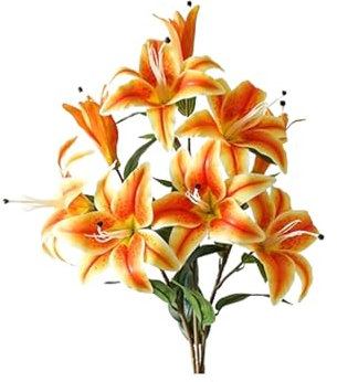 Fiori Fiori di giglio artificiale 3 pezzi bouquet di fiori di seta di giglio tigrato 78 cm stelo lungo vero tocco finto giglio finto per la casa festa tavolo interno hotel ufficio vaso Soggiorno