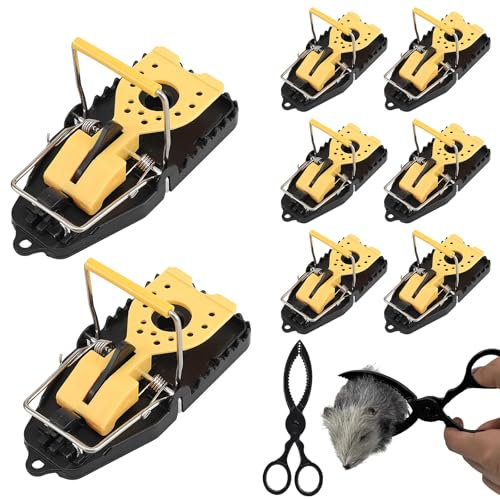 Confezione da 8 trappole per topi domestici riutilizzabili in plastica – piccole dimensioni, efficaci e rapide – sicure e facili da pulire – ideali per interni ed esterni