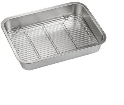 Rostfritt stål köksredskap bakplåt plus kylställ kombination för att förbereda läckra ugnsbakade måltider (26 x 20 x 5 cm)