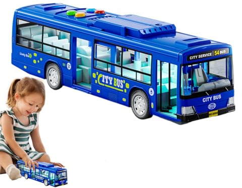 Stadsbuss Toyer - Diecast bussmodell, push and go-fordon, leksaksbuss för barn | Realistisk stadsbuss med öppningsdörrar och friktionskraft, för de