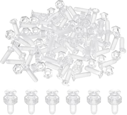 sourcing map 50 Stück M4 x 14 mm PC klare Kreuzschlitz-Senkkopfschrauben und Sechskantmuttern, Kunststoff-Maschinenschrauben, Rundkopf-Acrylschrauben