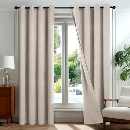 Deconovo 100% Blickdichte Vorhänge mit Ösen Gardinen Wohnzimmer Schallschutz Vorhang Verdunkelung Thermogardinen Hitzeschutz Blackout Curtains, H180 x B140 cm, Taupe, 2er Set