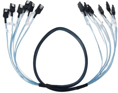 Fasizi 6 st 1M SATA 3 III SAS-kabel höghastighets 6 Gbps för server-PC nylonflätad dataöverföringskabel