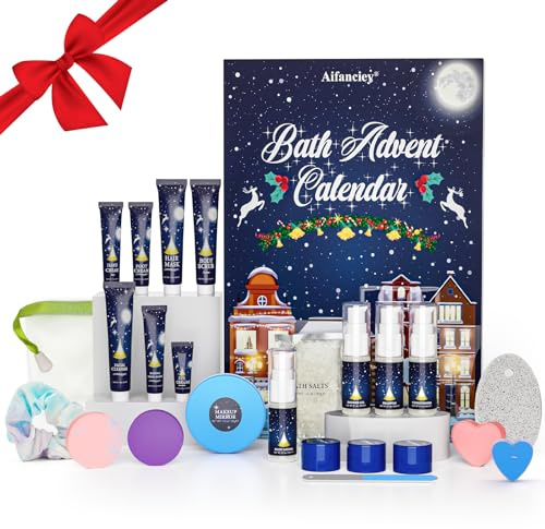 Calendario de Adviento 2025, Calendario de Adviento de Belleza 24 Días de Baño, Cuenta Regresiva hasta Navidad – El Mejor Regalo con Cuidado Facial, Corporal y de Labios