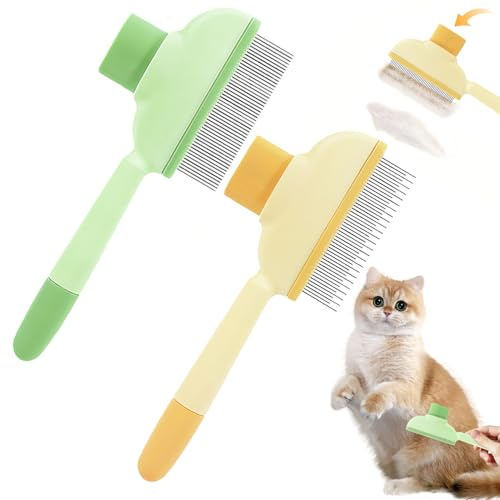 SZZETK 2 Pièces Brosse Pour Chats Chien, Brosse Attrape Poils Pour Chat, Pet Hair Brush for Cats, Peigne Chat Poil Long, Peigne Pour Chats, Avec Bouton, Pour un Nettoyage Rapide des Poils Errants