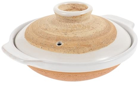 Pentola in Ceramica Coperchio per Stufati e Zuppe Khaki | Casseruola Terracotta Coperchio, Pentola di Terracotta per Cucinare, Pentola Coreana