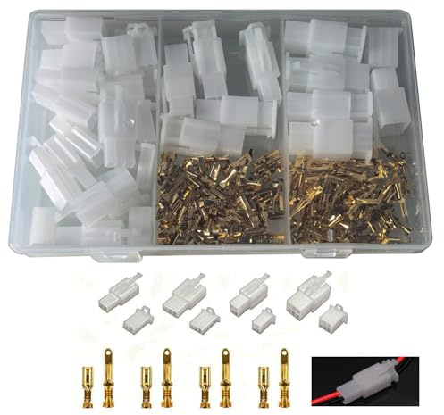 GTIWUNG 200 Stücke 2.8mm Pitch Elektrokabel Steckverbinder Kit, 2 3 4 6 Pin Männlich Weiblich Stecker Gehäuse und Pin Header Crimp Kabelklemmen, Kabel Steckverbinder für Auto Motorrad Fahrrad Boote