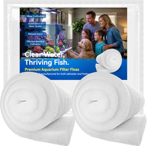 Borlech Aquarium Filterwatte Pad, Filtermedien Zubehör für Aquarien und Teiche, ultraklares Wasser in kürzester Zeit, 2,5 cm dick (30 cm breit, 100 cm lang) 2 Stück