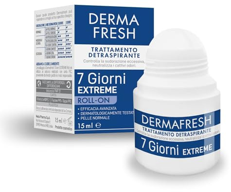 Dermafresh 7 Giorni Extreme, Trattamento Antitraspirante, Roll On, 15 ml | Trattamento Antitraspirante da 7 Giorni per Regolare la Sudorazione Eccessiva. Per Pelle Normale, Profumazione Fresca