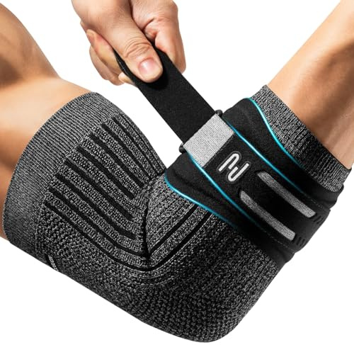 ZOELION Coudière Épicondylite avec Sangle Réglable et Coussin Gel Silicone, Bandage Coude Compression pour Tennis Elbow, Golf Elbow, Tendinite, Sport, Homme Femme, Noir, XL