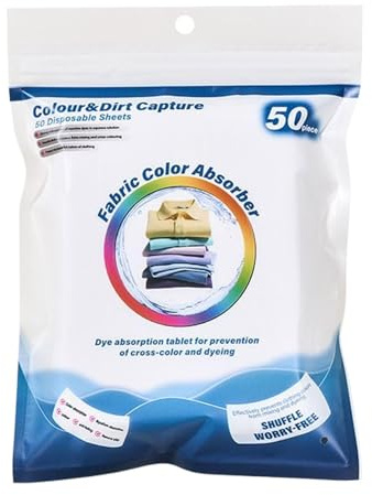 Laundry Color Catcher Sheets – 50-pack färgskydd | Förebyggande färgblekning och smörjning i tvättmaskin, ultimat tygskydd för kläder sängkläder och quilts, väsentliga vårdtillbehör