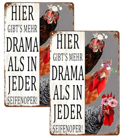 Hühner Schild 2 Stück 30x20cm Blechschild Retro Metallschilder mit Lustigen Sprüchen für Hühnerstall Garten Deko, Vintage Hühner Zubehör Bauerngarten Schild Robustes Eisen Schild Outdoor Dekoration