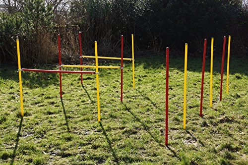 Wuzzmann Agility-ÜBUNGS-HÜRDEN/Slalom-STANGEN-Set IN ROT/GELB