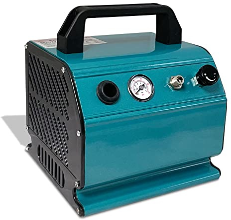 AMUR Airbrush kompressor till snittpris, enheten f. nybörjare/avancerad f. Airbrushset, med manometer, förfilter vattenseparator för sprutfärg