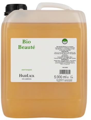 Bio Beauté Haarlack Non-Aerosol Extra Starker Halt 5 Liter – Professioneller Flüssig Haarlack für Friseure – Glanz Finish ohne Verkleben