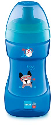 Istruzioni in Lingua Straniera - Mam Sports Cup D111 – Bicchiere da Apprendimento Anti-Perdite, Valvola di Controllo del Flusso, 330 Ml, Tazza Salvagoccia, per Bambini a Partire da 12 + Mesi, Blu