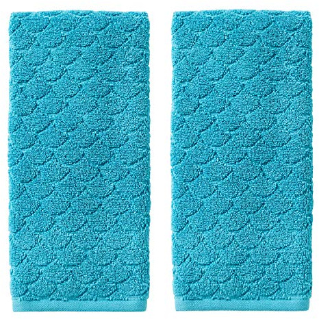 SKL Home Ocean Watercolor Scales Hand Towel, Blue (2-Pack)