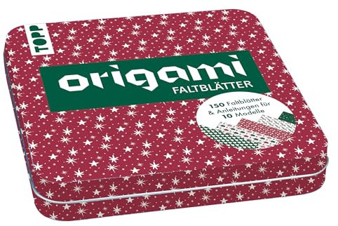 Weihnachtliche Origami Faltblätter mit Designdose: 150 Faltblätter (15x15 cm, 80 g/m²) in 5 weihnachtlichen Designs mit Anleitungen für 10 Modelle
