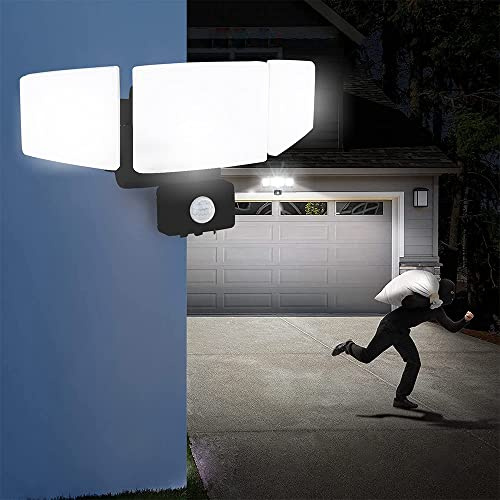 Depuley Security Lights Outdoor Motion Sensor 35W, IP65 Led Flood Lights with PIP Sensor, 2800Lm Work Light Black, Pir Lights Outdoor for Garden, Yard, Garage,Porch, Parking Lot